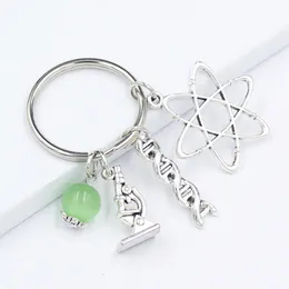 Biologi nyckelringar kemistmikroskop DNA Atom Pendant Keyring Keychain Science Teacher Biolog Gift Medicinska smycken Kvinnor Män