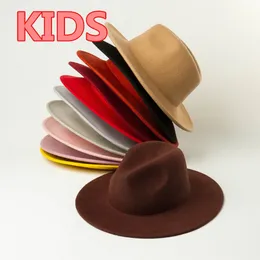 Cappelli a tesa larga Cappelli a secchiello 09-hh9009 lana invernale per bambini solidi 53 cm taglia testa per bambini berretto fedora KIDS cappello panama jazz 230317