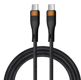 3A 60W Fast Charging Mobile Cables Cord Nylon Braided QC 3.0 Type C to type-c MICRO USB Data Cable 20W finger print design