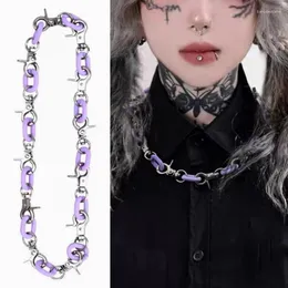 Chains 2023 Cool Hip Hop Metal Acrylic Thorns Necklace For Women Fashion Punk Colorful Girls Clavicle Choker Necklaces Jewelry