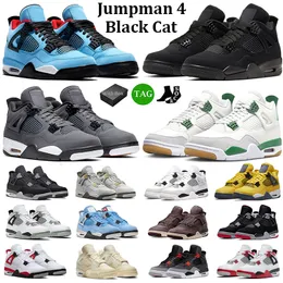 2023 Herr med Box Jumpman 4 Basketbollskor Män kvinnor 4s Black Cat Photon Dust Pine Green Military Black Sophomore Album Mens Trainers Sport Sneakers