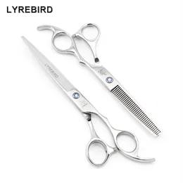 Hair scissors 7 INCH Cutting scissors 6 5 INCH Thinning shears LYREBIRD Silvery Dog Grooming scissors Blue stone NEW277a