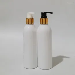収納ボトル30pcs 250ml空のゴールドアルミニウムスクリューローションポンプ化粧品用パッケージ用プラスチックパーソナルケアコンテナシャワージェル