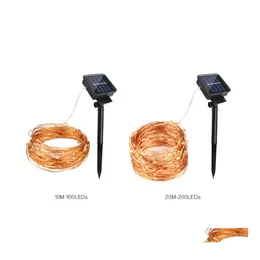 2016 Led Strings Solar Strip Lights 66Ft 33Ft 16Ft 20M 200Leds 10M 100Leds String Copper Wire Waterproof Garden For Christmas Drop Delive Dhp5U