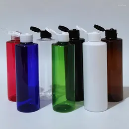 Vorratsflaschen 20 Stück 250 ml leere klare bernsteinfarbene weiße nachfüllbare Kosmetikflasche mit Kunststoff-Flip-Top-Kappe 250 cc Kapazität PET-Shampoo