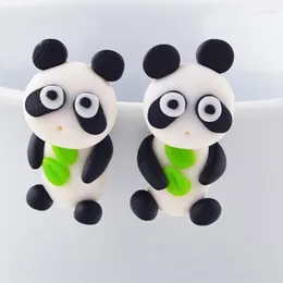 Orecchini a bottone in argilla polimerica Animale adorabile Panda Gioielli da donna Regalo di Natale