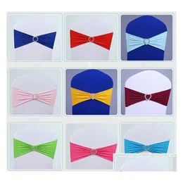 Sashes Chair Er Elastic Spandex Band Bow con fibbia per S Event Party Accessori Drop Delivery Home Garden Textiles Dhu6Z