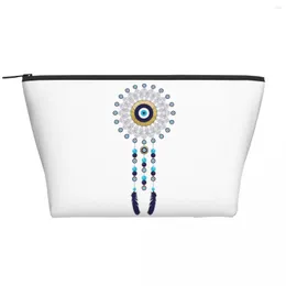 Cosmetic Bags Boho Chic Evil Eye Mandala Dream Catcher Travel Toiletry Bag For Women Hamsa Nazar Bohemian Makeup Storage Dopp Kit