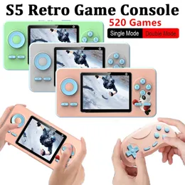 Portabla spelspelare Inbyggda 520 Retro Game Console Video Classic Game Mini Handheld Games Player Player Colorful LCD Display Single/Double Player for Kid Gift