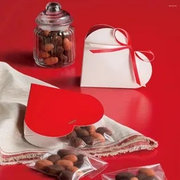 Confezione regalo 50 set Scatole per imballaggio Pieghevoli Cuore bianco rosso romantico Uso su entrambi i lati per caramelle al cioccolato di San Valentino