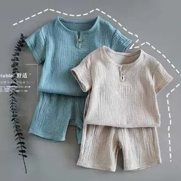 의류 세트 Net Blue Children 's Clothing Boys and Girls Baby Short-Sleeved Summer Suit Cotton 2022 New Children's Summer Clothes P230315