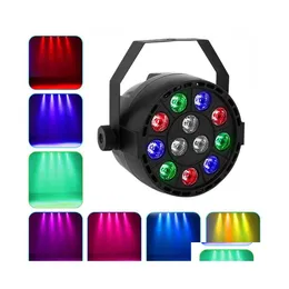 2016 LED Effects 12 LEDS RGB Color Mixing Par Par Lamp 8ch Voice Activated Stage Light Flat for DJ Wedding Party Holiday Drop Deliv DHCJF