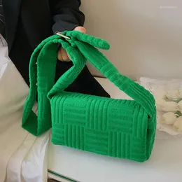 Kvällspåsar 2023 modehandduk präglad axelväska mångsidig randig handväska koppling casual tyg satchel messenger bolsa feminia