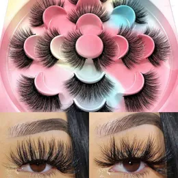 False Eyelashes 7Pairs Fashion 8-25mm 3D Mink Hair Full Strip Fluffy Fake Lash Dramatic Messy Long Handmade Eye Makeup