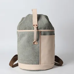 Backpack Men Canvas Large Capacity Travel Women Pepper Salt Italy Vegetable Tanned Leather Bag