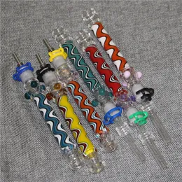 Hookah Mini Micro Nectar Pipe Kit med 10mm Titanium Tip Quartz Tip Oil Rig Koncentrat Dab Straw Pipe for Glass Bongs