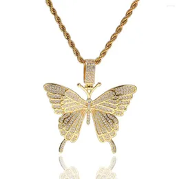 Kedjor Hip Hop Men's Iced Out Gold Flying Butterfly Insect Pendant Necklace Jewelry Gift Street Dance With Rope Chain