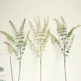 장식 꽃 인공 유칼립투스 가지 지점과 잎 가짜 DIY 웨딩 부케 홈 거실 침실 장식 시뮬레이션 식물