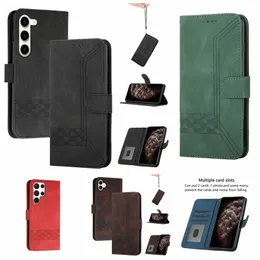 Kub läderplånbokfodral för Samsung S23 Plus Ultra A04E A14 5G A54 One Plus 9 Pro 8 9RT 9R Coffee Men Kickstand Credit ID Card slot Holder Business Flip Cover Pu Pouch