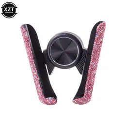 Cell Phone Mounts Holders Diamond Car Phone Holder Women Rhinestone Air Vent Mount Stand Inside Automatic Vehicle Car Cell Phone Holder Universal P230316
