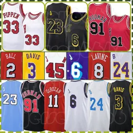 Koszulki Bryant 45 23 Michael Basketball Retro Dennis Rodman LeBron James Scottie Pippen Demar DeRozan 8 6 24 LaVine Derrick Rose Lonzo Ball Anthony 3 Davis Koszula męska