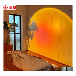 2016 Night Lights Atmosphere Led Light Rainbow Sunset Projector Lamp For Home Coffe Shop Background Wall Decoration Usb Operate Table Dro Dhxih