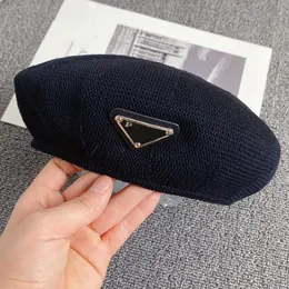 Summer Designer Straw Ball Artist Caps Bud Inverted Flat Triangle Ice Silk Mesh Beret British Hat Vintage Thin Top