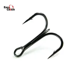 Ganchos de pesca 30pcs de alto carbono ganchos de pesca de aço de carbono 35647 preto pequeno redondo curto triplo atrela colher de peixe size 2 4 6 8 10 12 14 p230317