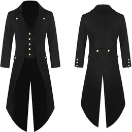 Qnpqyx novo masculino de casaco vintage punk gótico retro moda de moda de botão sólida jaqueta de vento longa roupas masculinas Chaquetas sólidas Hombre