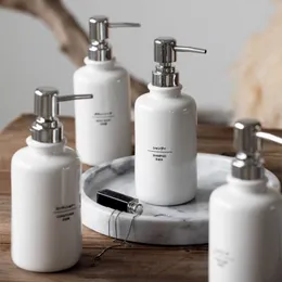 Liquid Soap Dispenser Creative Ceramic Hand Sanitizer Bottle Nordic Minimalist Style Press Type Soap Dispenser Household Bathroom Liquid Sub Bottling 230317