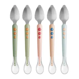 Cucchiai per alimenti per bambini a doppio lato che raschiano il cucchiaio di fango silicone morbido cucchiaio per bambini utensile