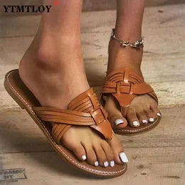 Talltor Tofflor kvinnor 2022 Sandalias Summer Flip Flops Shoes Ladies Fashion Let Heels Summer Open Toe Beach Sandaler Zapatos Mujer Z0317