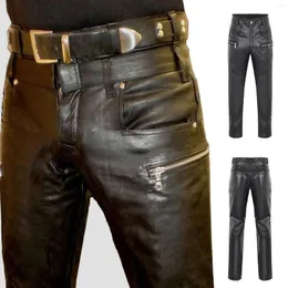 Men's Pants Long Retro Goth Slim Men's Trousers Winter Autumn Punk Casual PU Size 13