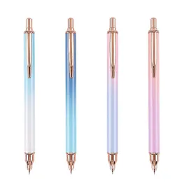 2023 Nuovo design Press penna stilografica retrattile che cambia colore Glitter oro rosa metallo pennino fine penne stilografiche con custodia in plastica protetta