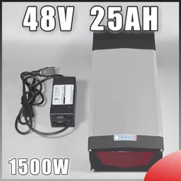 リアラック48V 750W 1000W電気自転車バッテリー48V 25AH NCR18650PFセルLEDランプ付きリチウムバッテリーUSBポートBBSHDバッテリー