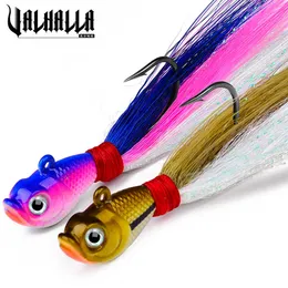 Fishing Hooks VALHALLA 1PC Jig Head Bucktail Hook 7g-56g Jigging Fishhook High Carbon Steel Barbed Fishing Hook With Deer Hair Skirt Pesca P230317