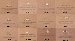 12 Styles New Arrival Dogeared Necklace With Gift Card Elephant Pearl Love Wings Cross Key Zodiac Sign Pendant For Women Fashion J5103576