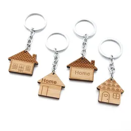 4 Styles Keychain Woodchain Keychains Chaves pendentes de decoração de bagagem Chave -chave Chave