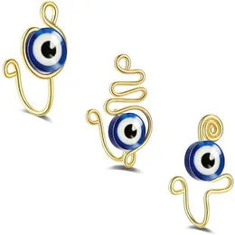 Boho Copper Evil Eye Nose Cuff Wire Spiral Clip on Nose Ring Studs Snake Forme Fake Piercing Body Jewelry