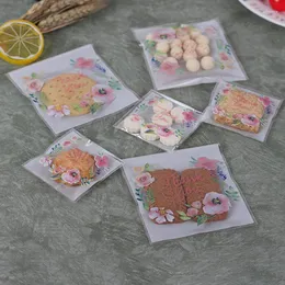 Confezione regalo Modello di fiori di pesco Pane Forniture per la cottura Biscotti Imballaggio Sacchetto di imballaggio Caramelle Confezione di biscotti Plastica per uso alimentare