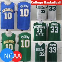 NCAA 5 Cassius Winston 33 Johnson Jersey Oklahoma Savages 10 Dennis Rodman Dikişli Mens State College Basketbol Formaları