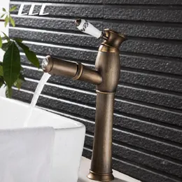 Kitchen Faucets CCC Home European Style Antique Pull-out Retractable Faucet Brass Basin Above Counter Washbasin