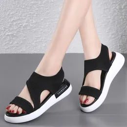 Women Sandals Slippers Toe Summer Open Black Wedges Female Outdoor Beach Shoes Comfy Footies Slides 661