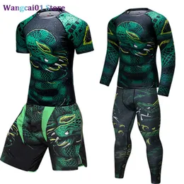 Wangcai01 męskie dresy Mma Bjj Rashguard Ratelslang Boksen Sport Pak Mannen Gym Kding Kickboxing spodenki Muay Thai koszulka kompresyjna Broek zestaw do biegania 0318H23