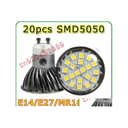 2016 LED ampuller Işık BB Spotlight Kaplama Yüksek Güç 4W 5050 SMD 20LED 360LM E27/MR16/GU10 Beyaz Sıcak DHS Bırakma Işıkları Lightin Dhnun