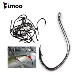 Fishing Hooks Bimoo 100pcs Barbed Catfish Fishing Hooks High Carbon Steel Saltwater Forged Fishhook for Catfish 8 6 1/0 2/0 3/0 Wholesale P230317