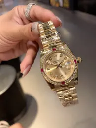 31 mm Diamant-Lünette Damen-Armbanduhr, automatisches mechanisches Uhrwerk, komplettes Edelstahlarmband, Damenuhren, modische Designer-Kleid-Damenuhr, Montre de Luxe