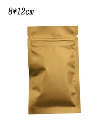 200Pcs 812cm Brown Matte Aluminum Foil Packing Bag Self Seal Mylar Zip Lock Drid Food Bean Snacks Storage Bags with Tear Notch Wh1479297