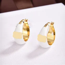White Drip Oil Earrings Hollow Circle Ring Charm Elegant Temperament Eardrop for Lady