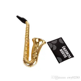 Smoking Pipes New Creative Smoking Card with Mesh Set Metal Pipe Gold-plated Saxophone Small